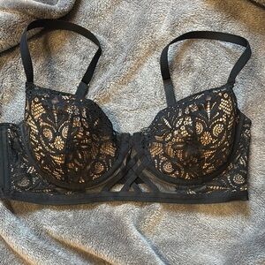 Adore Me Black Lace Balconette Bra size 36 D